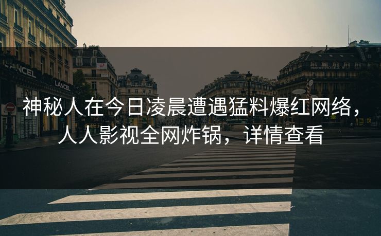 神秘人在今日凌晨遭遇猛料爆红网络，人人影视全网炸锅，详情查看