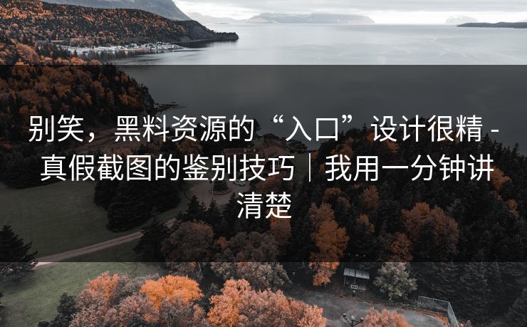 别笑,黑料资源的“入口”设计很精 - 真假截图的鉴别技巧|我用一分钟讲清楚